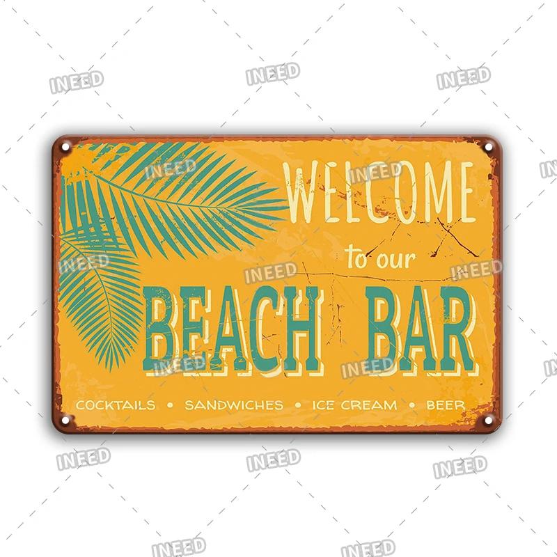 Funny Aloha Tiki Bar Tin Sign, Vintage Beach Bar, Pub Art, Wall Decor, Metal Plate, Retro Hawaii Beauty, Iron Painting Signs