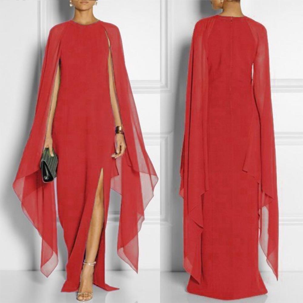 Womens Size Plus Chiffon Mosaic Dress Long Dress Atmosphere Dress Fan Female