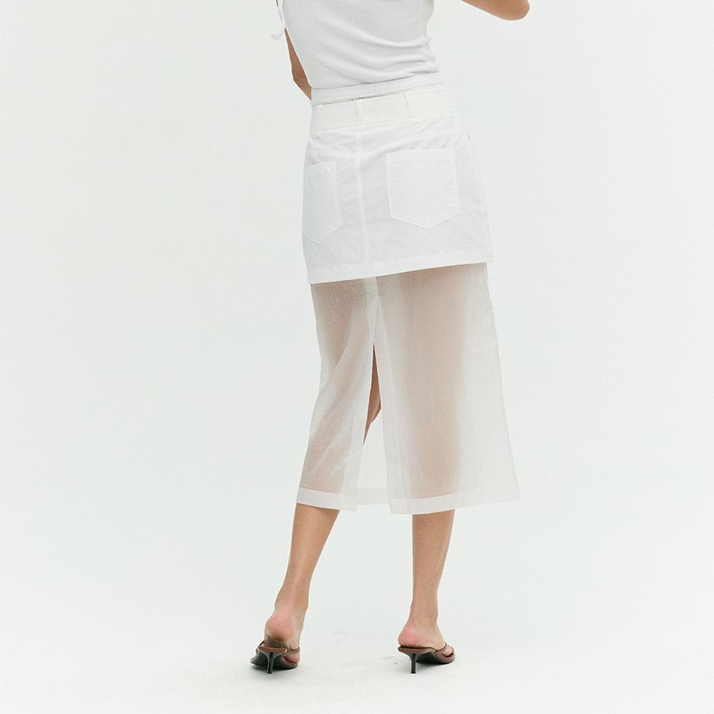 Ibiem Front Button See-Through Long Skirt Emp7Esk010
