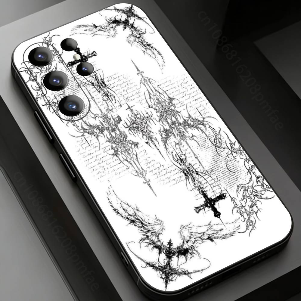 Gothic Cross Phone Case for Samsung Galaxy S24,25,26,23 22,21,S20 Plus Ultra FE Soft Fundas Cases