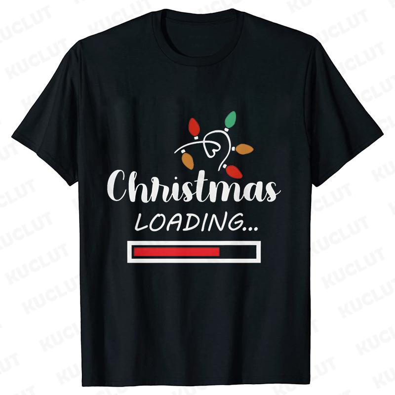 Christmas Loading Graphic TShirt Men Clothing Xmas Short Sleeve Tees Happy New Year Tshirt Trendy Merry Christmas Y2k Tops