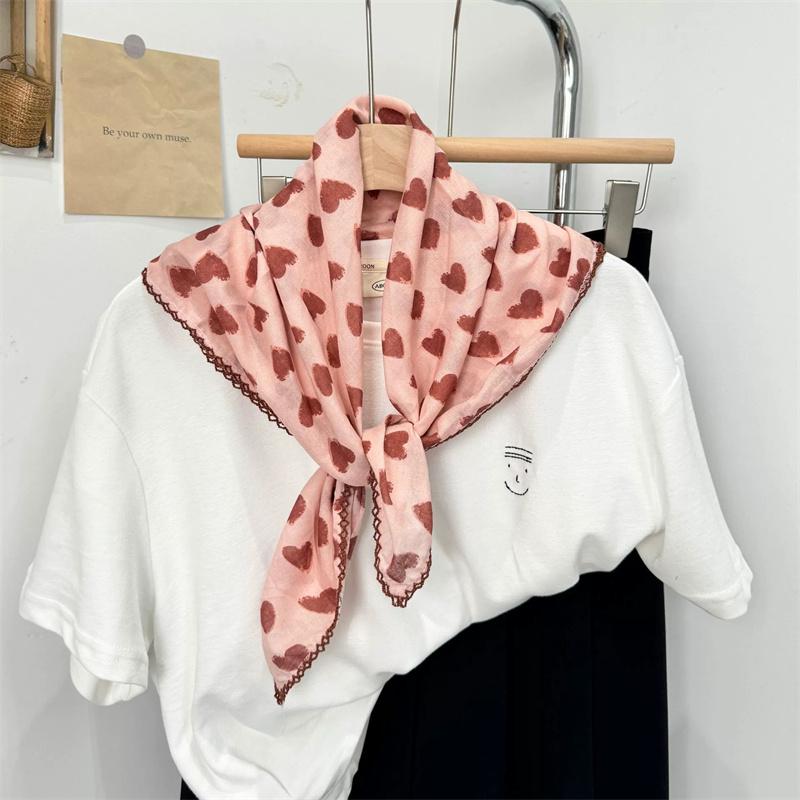 Vintage Square Floral Scarf Small Shawl Headscarf Korean Style Neck Protection Scarf