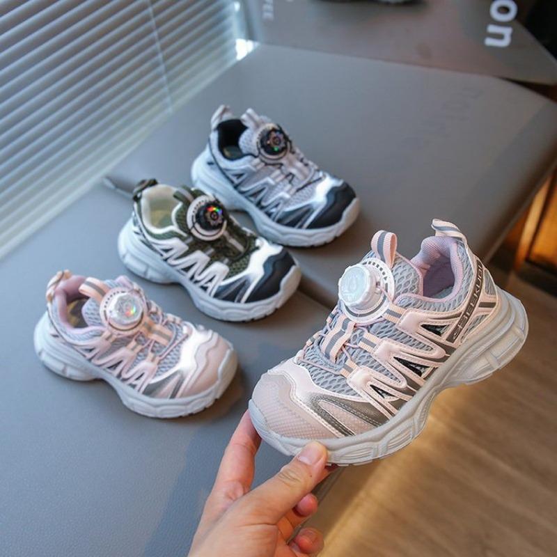 Barnes pustende sportssko Jenter lettvekts pappa-sko Liten jente mote Roterende spenne Løpesko Sklisikre fritidssko