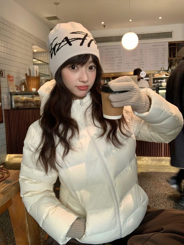 Rib cotton-padded clothes for women's new winter short hooded thickened warm small bread clothes cotton-padded jacket