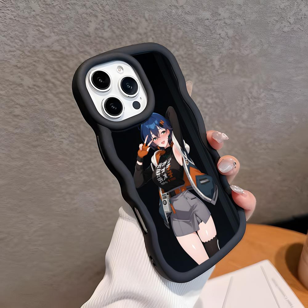ZZZ Belle Phone Case for iPhone 17 16 15 14 13 12 11 Air Pro Max Plus Black Soft TPU Wavy Edge Cover