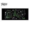 Moisture Proof Wall Decals Christmas Tree Window Clings, Green Pine Trees Snowflake Decals, Winter Interior Design Accents Reusable PVC Static