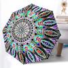 1pc Sturdy 8-Bone Auto Umbrella, Colorful Flower Mandala Umbrella, Digital Printed, Foldable Umbrella for On-the-Go Outdoor Use