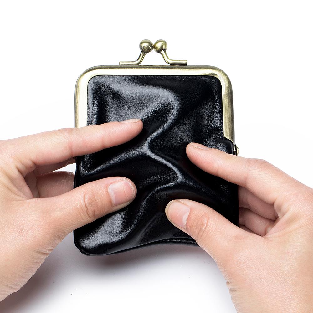 Cartera Pequeña Retro de Cuero de Vaca Encerado para Monedas para Mujer