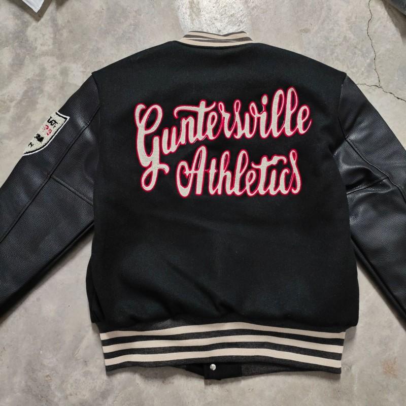 Mens Lightweight Cotton Blend Baseball Jacket Slim Fit Streetwear Embroidered Letter Design Stand Collar