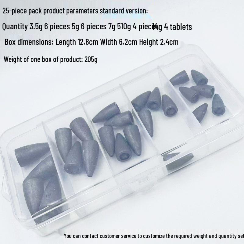 25-Piece Texas Rig Bullet Sinker Set: Carbon Steel Alloy with Plastic Core