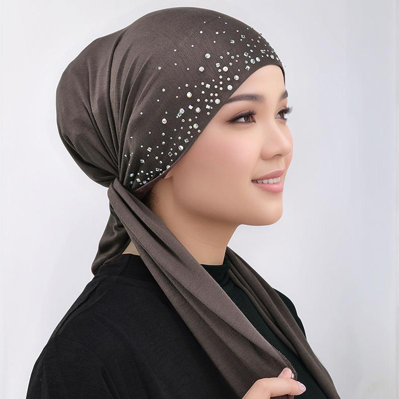 Diamant-Modal-Jersey-Hijab-Dreiecksschal für Frauen, muslimische Hijab-Schals, weiche Tücher für Damen, einfarbig, islamisches Stirnband, Turban