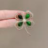 Delicate full diamond four-leaf clover brooch, high-end femininity lucky grass brooch, new anti-light/St. Patrick's