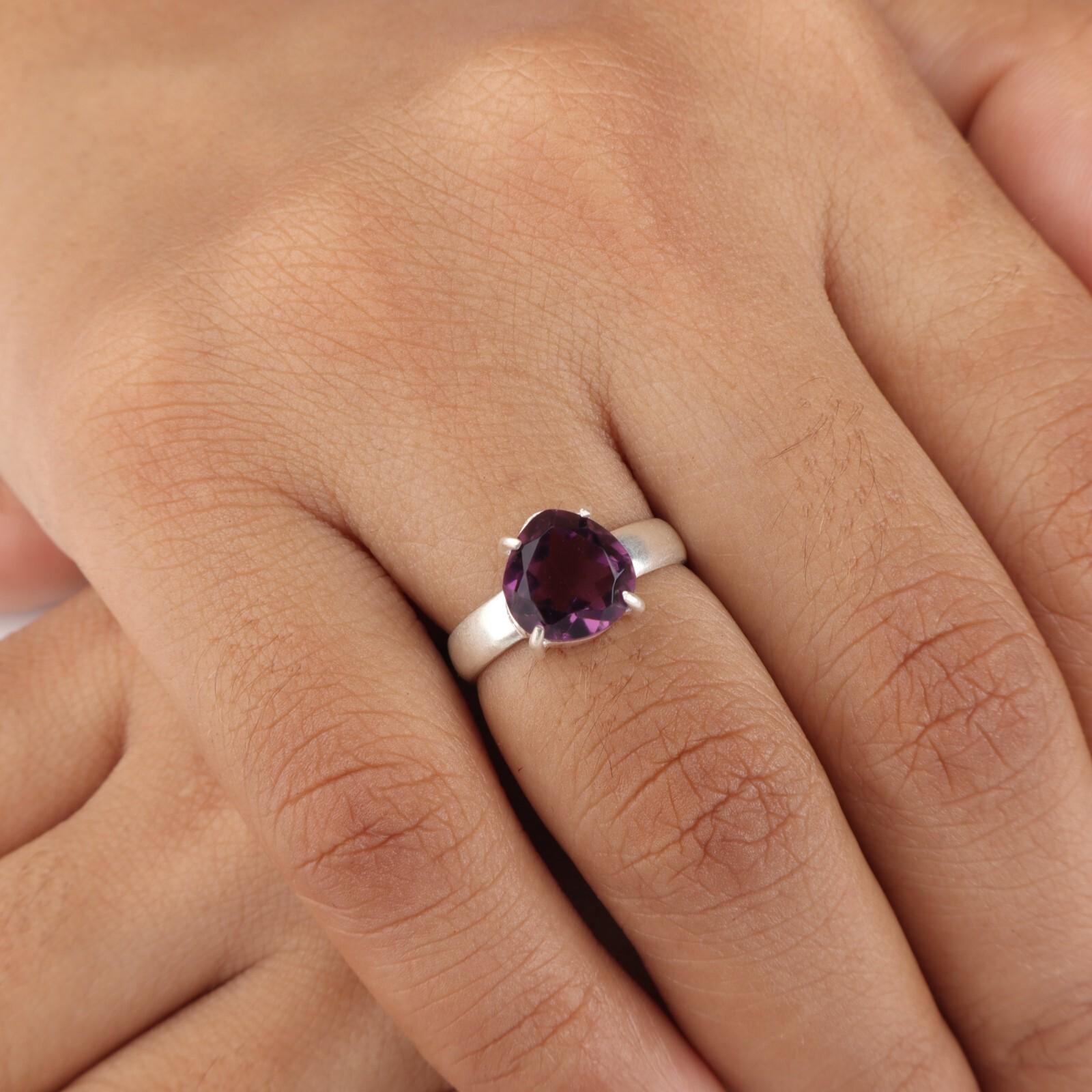 

Натуральный Аметист Драгоценный Камень 925 Стерлинговое Серебро Ювелирные Изделия Ручной Работы Кольцо Для Подарка RR-43-12 8