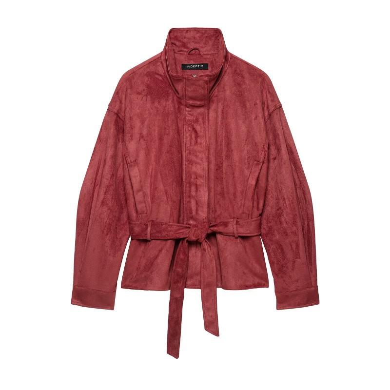 2026 Womens Faux Suede Belted Jacket