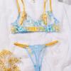 I nuovi colori a contrasto giallo e blu sono piccoli, freschi, sexy e comodi, e un set di reggiseno e biancheria intima da donna ultra-sottile.