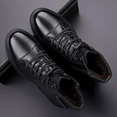 Martin Boots Men's Winter Velvet Cotton Shoes High-top Men's Leather Boots Leather Cotton Leather Shoes Warm Snow Boots Men's Shoes
