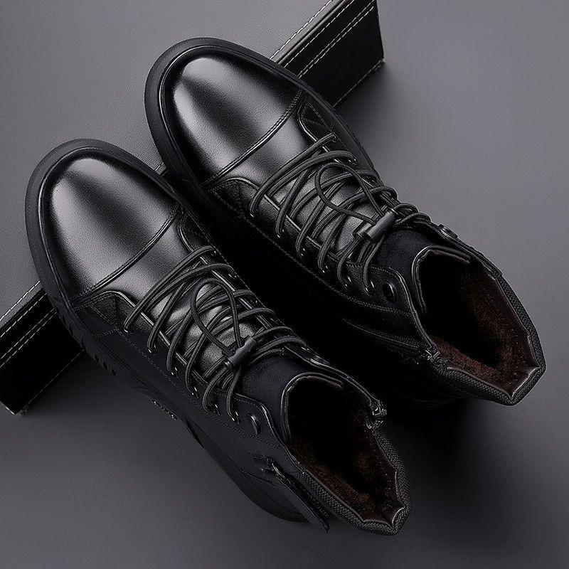 Martin Boots Men's Winter Velvet Cotton Shoes High-top Men's Leather Boots Leather Cotton Leather Shoes Warm Snow Boots Men's Shoes