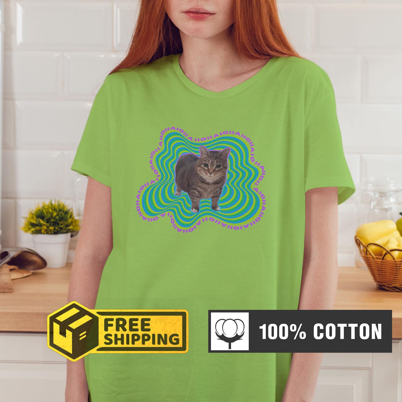 Psychedelic Cat Meme T-Shirt: Trippy Rave Festival Top 2XL