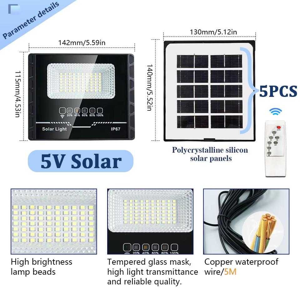 Outdoor Solar Lights Solar Flood Light With Remote Control Waterproof LED Lights LED Solar Powered Wall Light For Garden Balcony