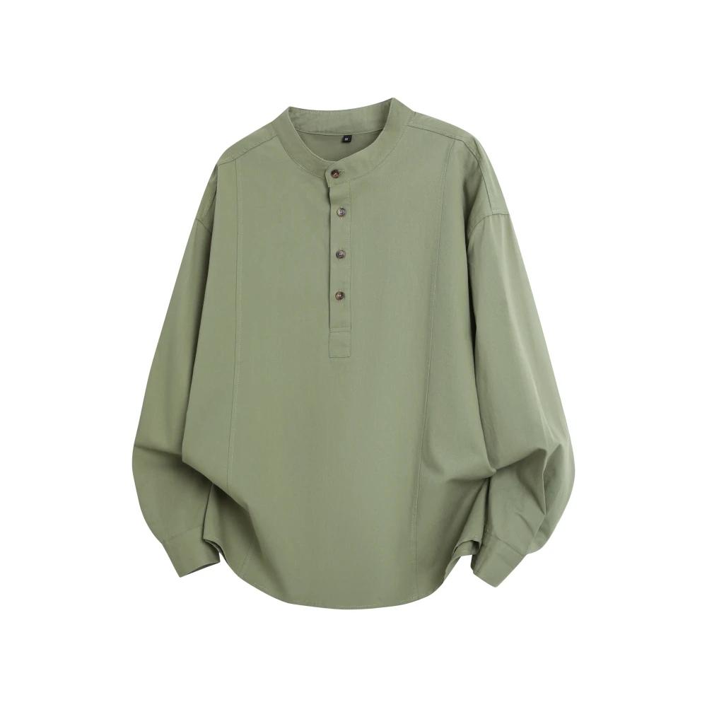 2026 Chinese Style Spring Men Fashion Shirt Men Casual Stand Collar Top Men Retro Cotton Shirts Male Korean Pullover Shirts