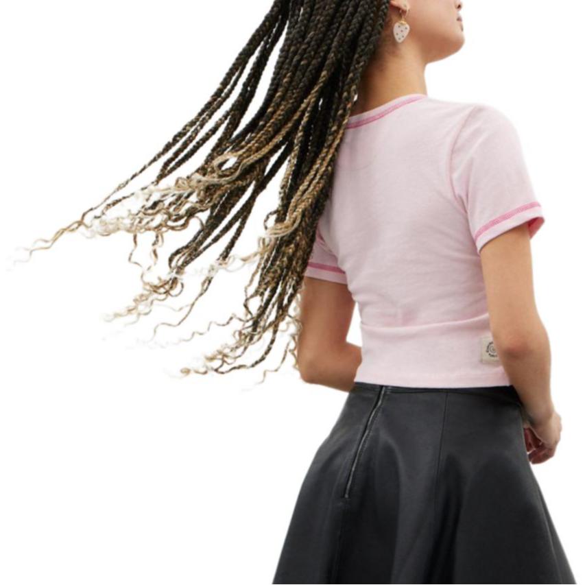 Coach Solid Color Printed Round Neck T-Shirt Unisex Tops Pink CS255-M05