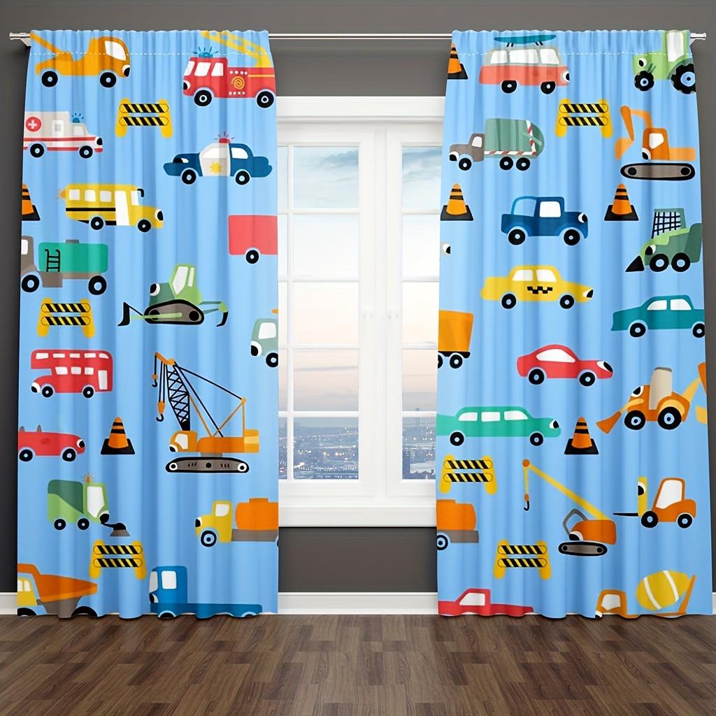 2 ks Chlapecké stavební závěsy Traktor Nákladní auto pro výzdobu ložnice Buldozer Bagr Umělecký tisk Herna Obývací pokoj Okenní závěs