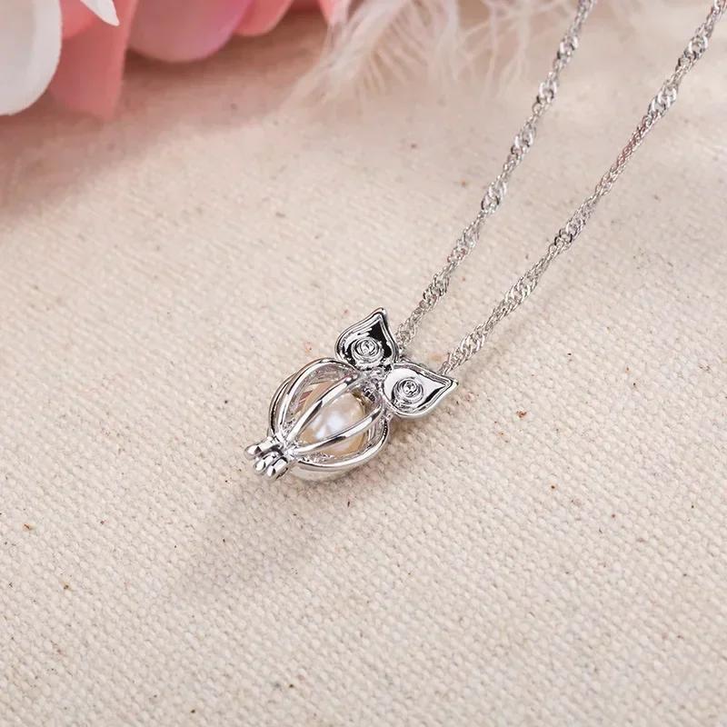 3 Colors Luminous Owl Pendant Necklace Cute Jewelry Choker Atmosphere Birthday Gift For Women StainlessSteel Necklace