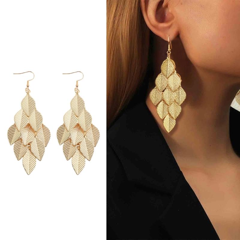 Lightweight Zinc Alloy Dangle Leaf Earrings For Women Elegant Tassels Designs Hypoallergenically Jewelry Accessories