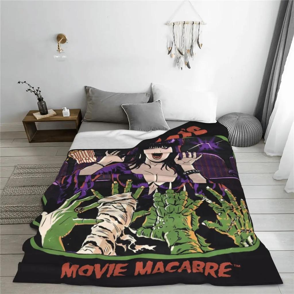 Coperte di Flanella del Film Elvira, Padrona dell'Oscurità, Commedia Horror, Morbida Coperta Plaid per Divano Letto Copridivano Letto