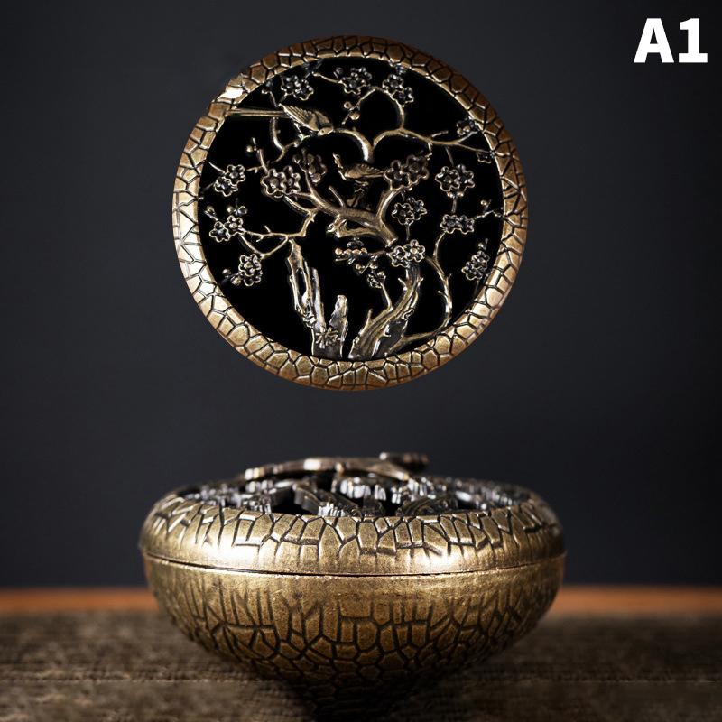 

Антикварная курильница с полой крышкой, держатель для спирали от комаров из бамбука и сливы, орхидеи, домашняя плита для благовоний из сандалового дерева