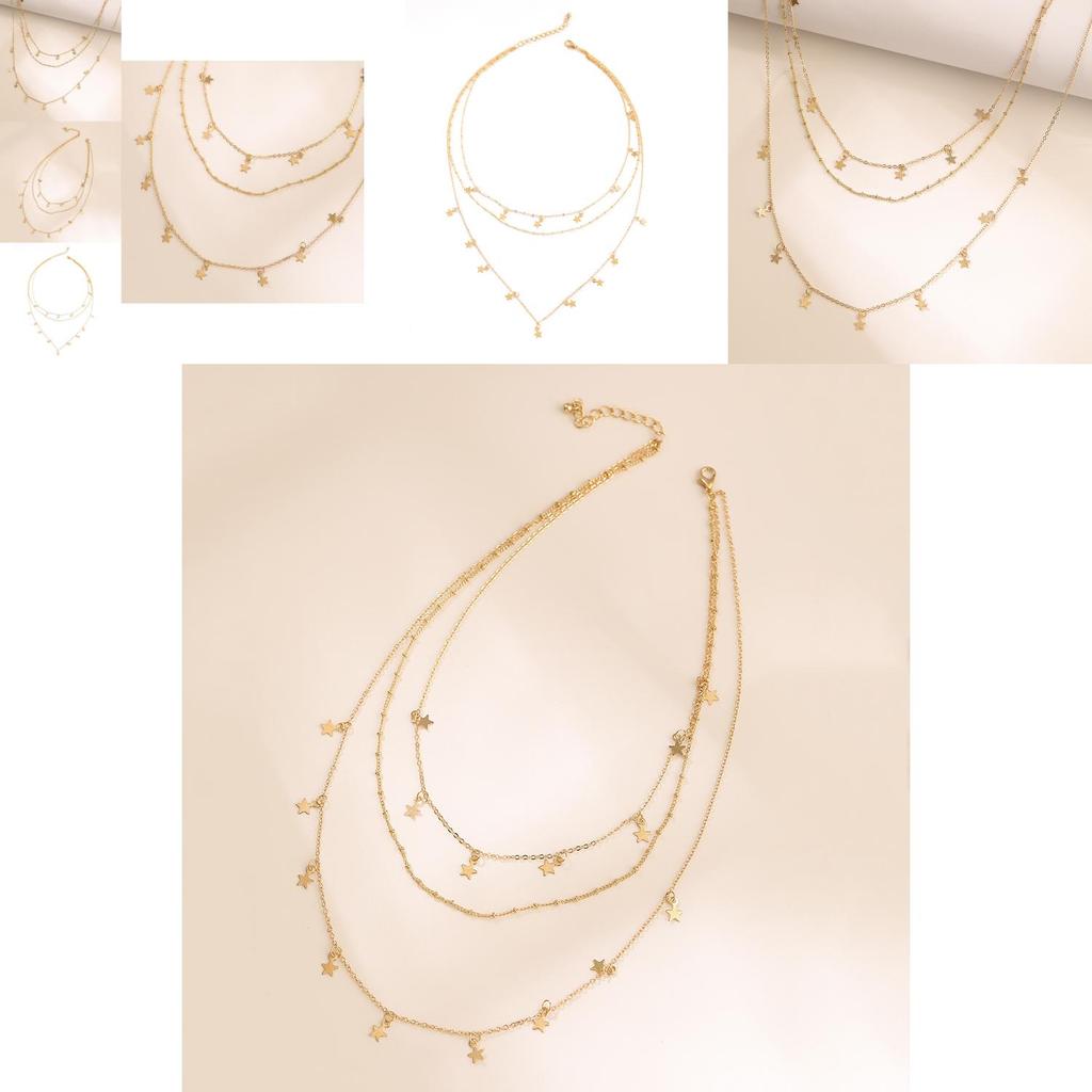Stunning Alloy Star Shape Three Layer Fashion Pendant Necklace For Women