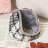 Daiso Checkered Fur Point Foldable Earmuffs Grey