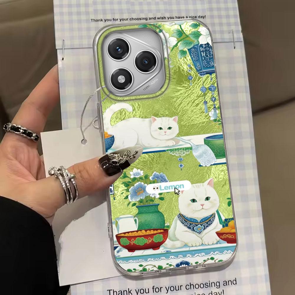 Lucky Cat Vortex Texture Women Phone Case for Honor 400 200 90 Smart Pro X9a X9c X8b X8a X8c X7c X6c Magic7 6 5 70 Lite Cover