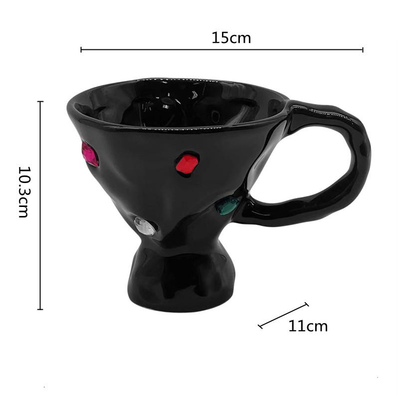 Edelstein Keramiktasse Frühstücksmilchbecher Kaffee Unregelmäßigkeit Farbige Edelsteinfassung Porzellantasse Becher Kaffeetassen mit Henkel