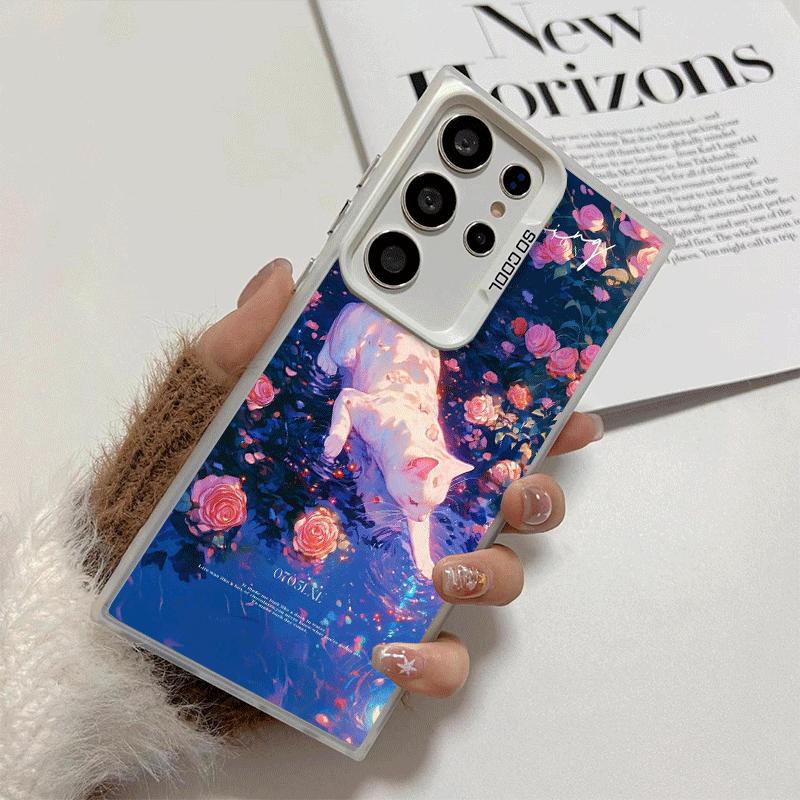 Night Moon Cat Dreamy Art Shockproof Phone Case for Samsung Galaxy S26 Edge S25 Ultra S24 FE S23 Plus S21 Cover Anti Fall Fundas