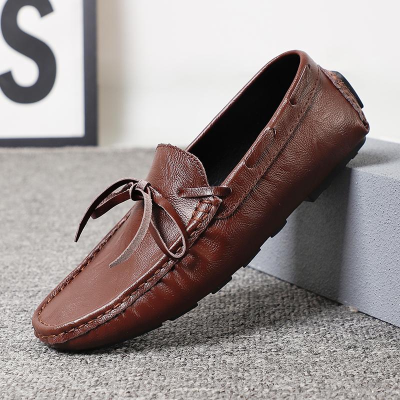 Fashion Spring Leather Shoes Casual Loafers Men's Soft Soled Brand Comfortable Flat Bottom Outdoor Walking Casual Shoes for Man