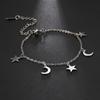 Teamer Classic Star Moon Anklet Stainless Steel Ankle Jewelry Women Girls Summer Outdoor Beach Lightweight Accessories No Rust