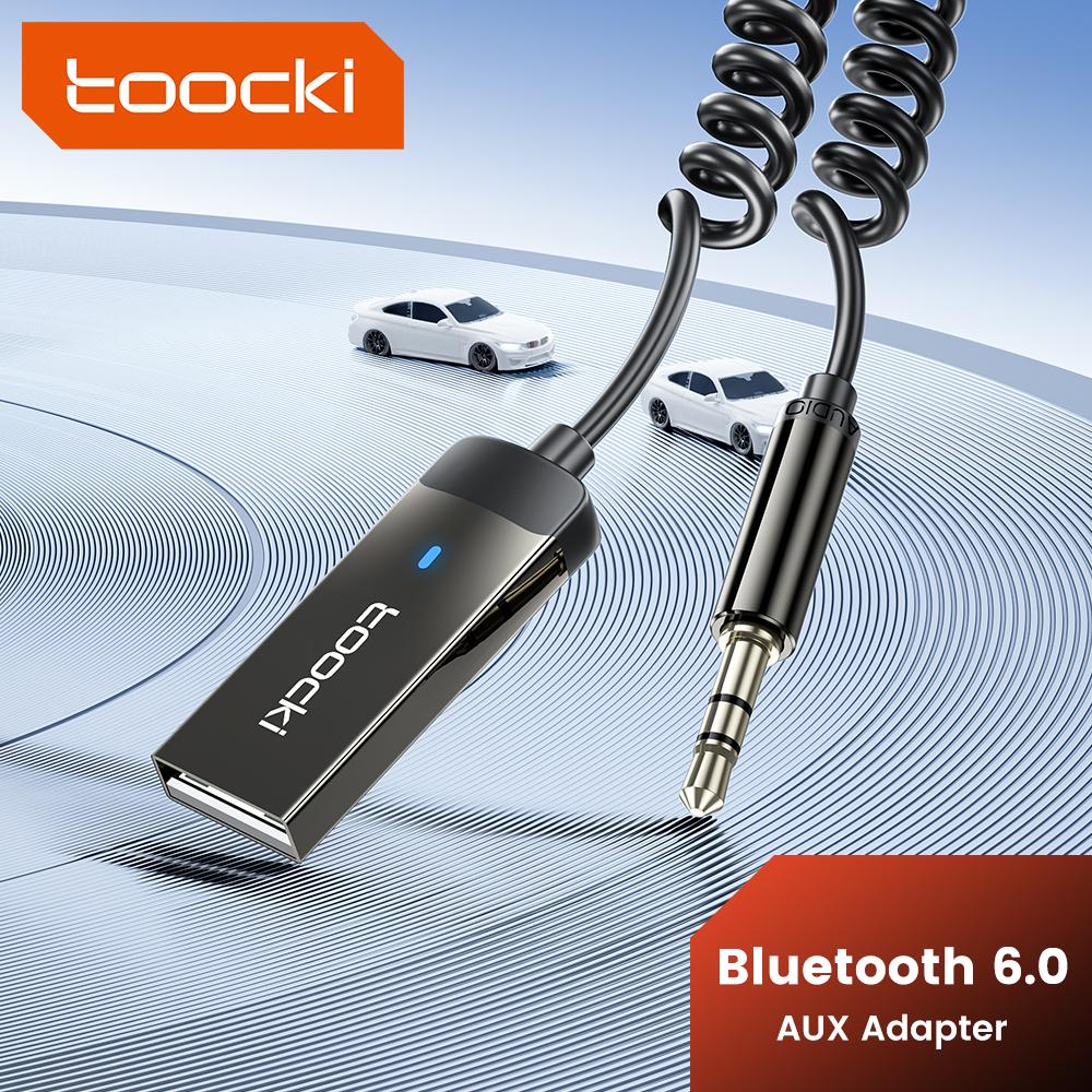Toocki Bluetooth 6.0 AUX Wireless Car Adapter 3.5mm Jack Audio Receiver Transmitter for Car Noise Cancelling Speaker Hands-Free 6