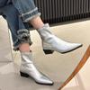 New Pointed Toe Women Slim Ankle Boots Square Low Heel Ladies Elegant Back Zippers Short Booties Women's Footwear