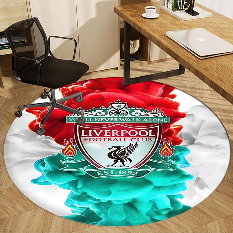 Liverpool F.C Pattern Round Rug, Indoor/Outdoor Mat, for Picnic, Gameroom, Bedroom, Office, Living Room, Home Decor Carpet, Birthday Gift