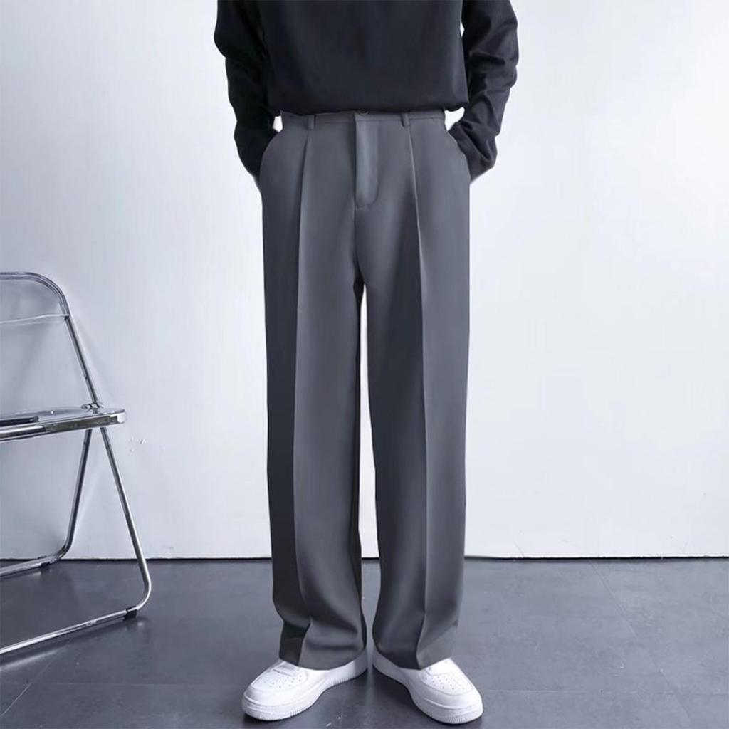 Pantalones de negocios casuales de color sólido holgados y rectos para hombre Pantalones casuales para hombre