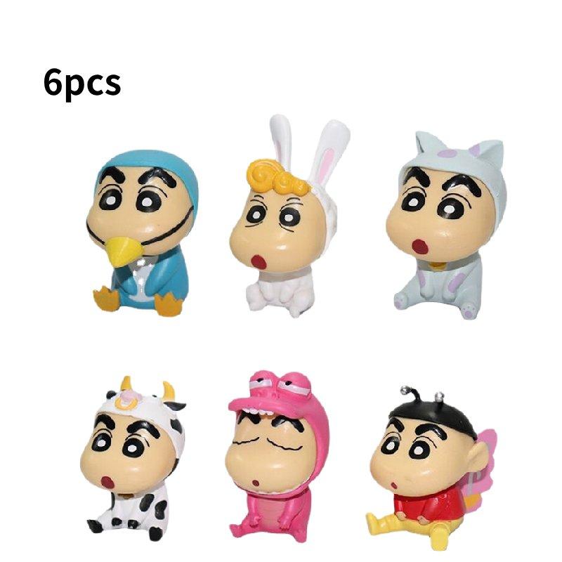 

Shin Crayon 6pcs Chan Animals Costume Pvc Toy Model Desktop Decor Christmas Gift