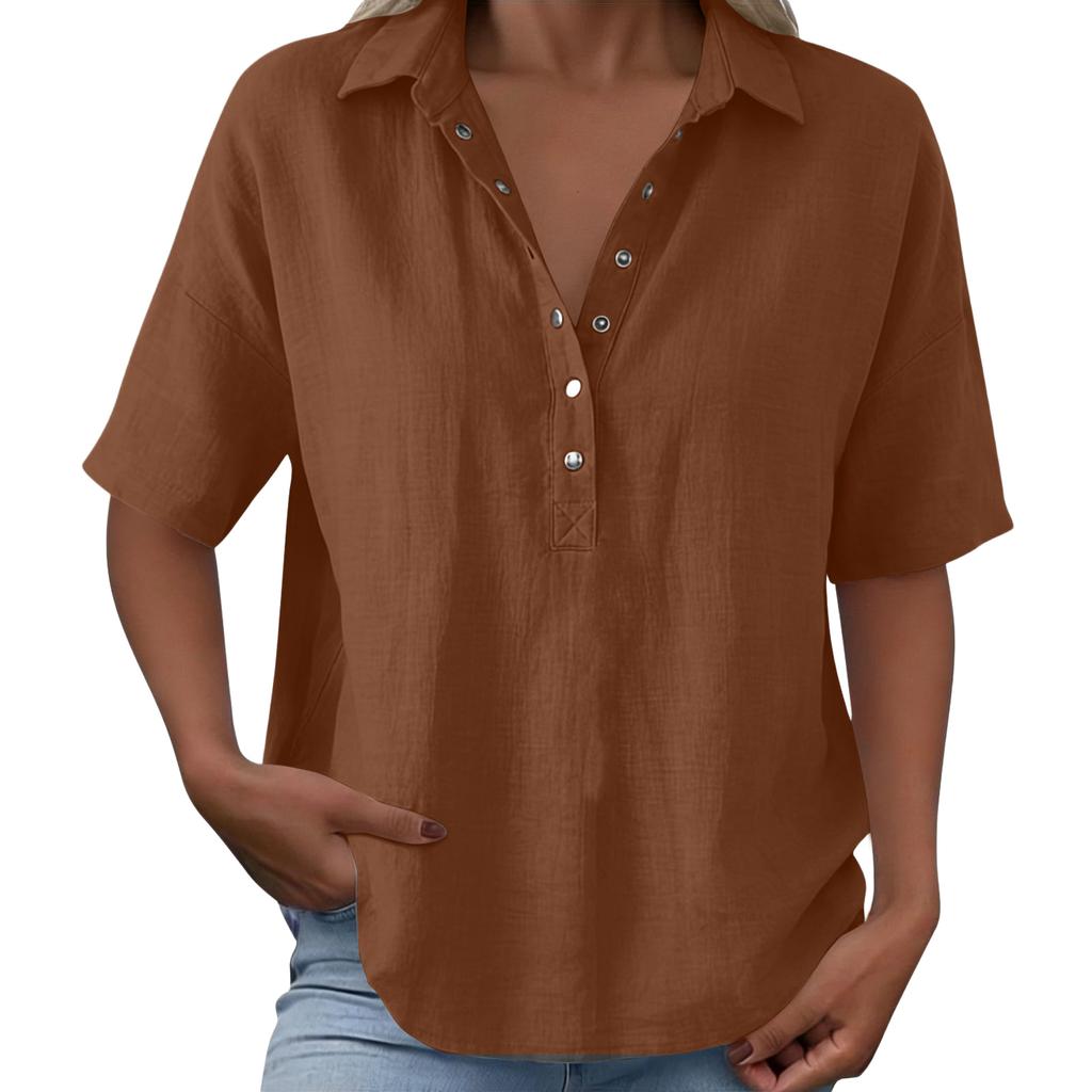 Womens Spring Tops Casual Button Down Blouse Summer Shirts for Women Loose Fit Lightweight Womens Summer Shirts