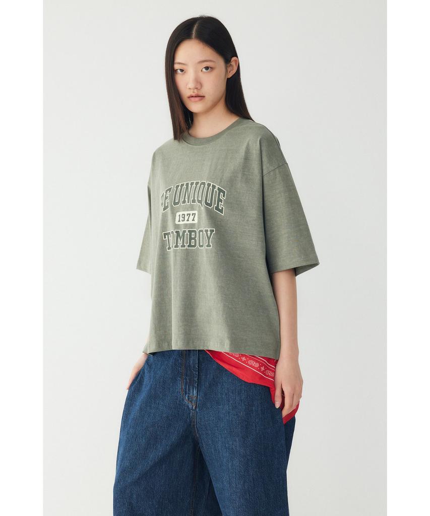 STUDIO TOMBOY Vintage Lettering Graphic Short Sleeve T-Shirt_Khaki 9176222990