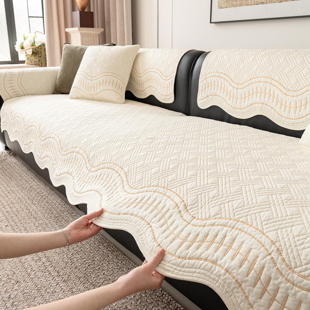 Sofa Cushion New Four-season Universal Non-slip High-end Sense Straight Row Leather Sofa Seat Cushion Cover Cloth Towel