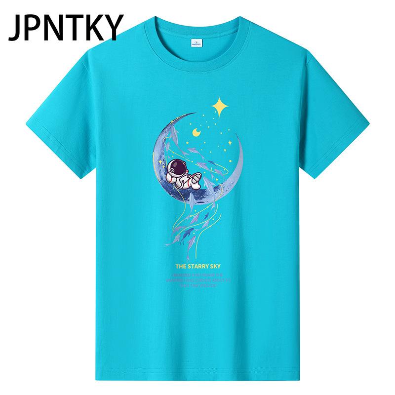 JPNTKY Cotton Short Sleeve T-shirt Men's Fashion Loose Half Sleeve Shirt Printed Compassionate Shirt
