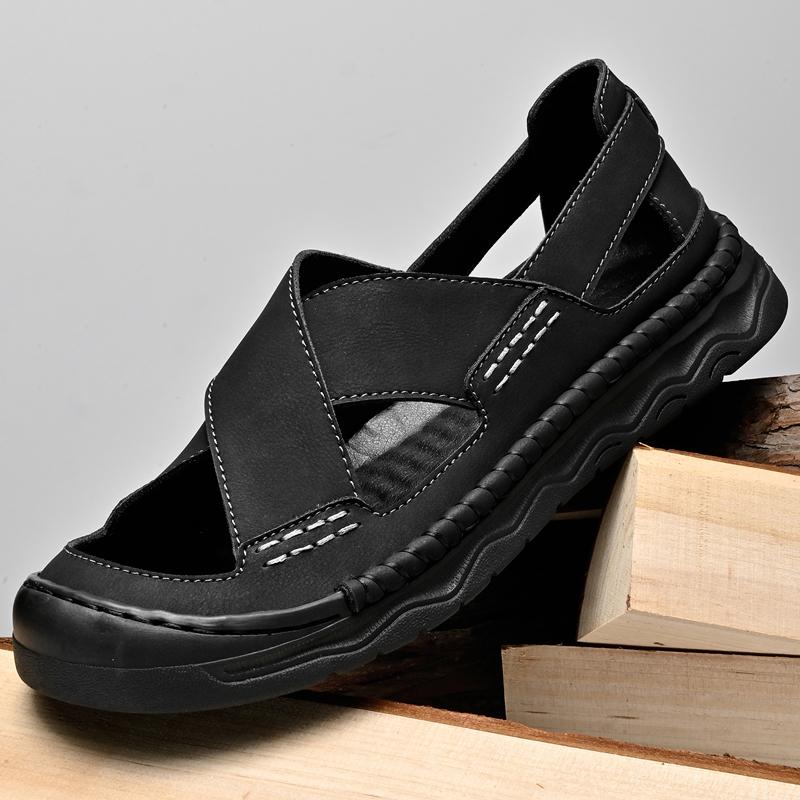 Fashion 2025 New Handmade Genuine Leather Sandals for Men Fashion Breathable Summer Anti-Slip Comfort Daily Wear Mens Shoes Size 38-45