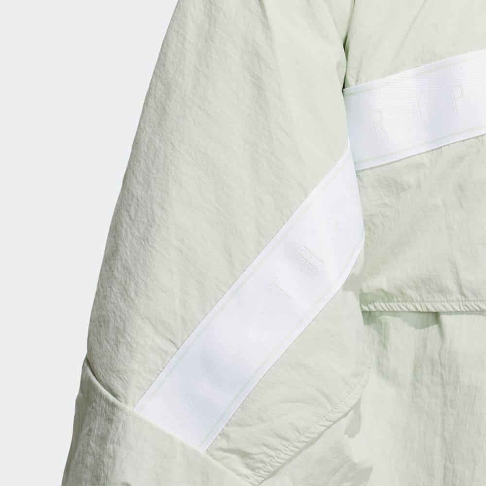 Adidas Solid Logo Stripe Stand Collar Jacket Women Outerwear Linen-Green HM2807