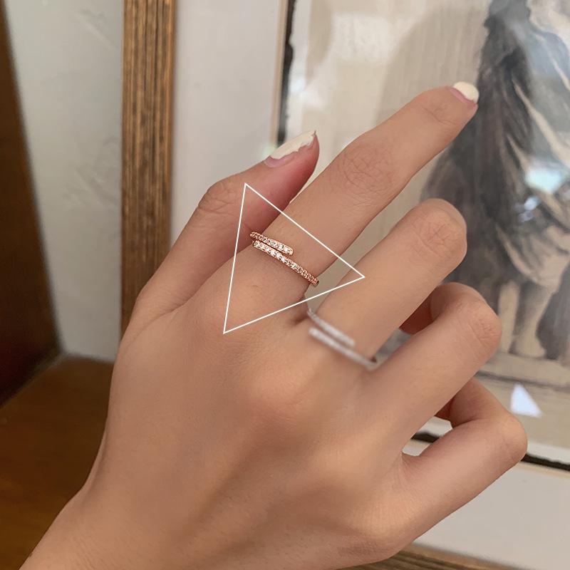 Korean Retro Adjustable Zirconia Ring for Women - Simple Open Design Adjustable Open