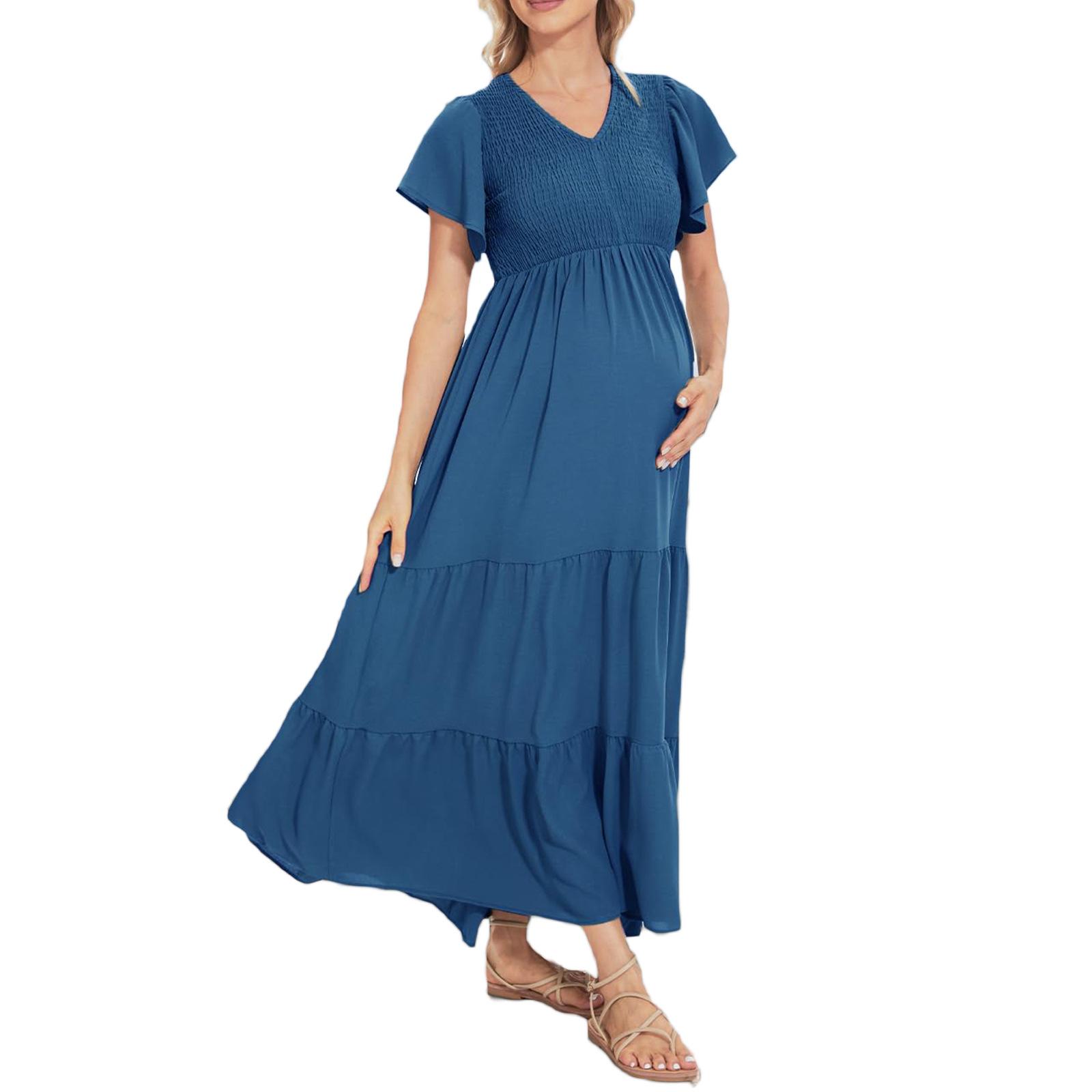 

Летнее платье с короткими рукавами и свободным кроем XXL темно-синий